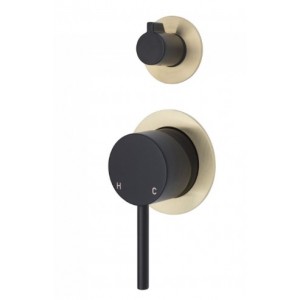 Kaya Wall Diverter Mixer, Matte Black, Small Round Urban Brass Plates